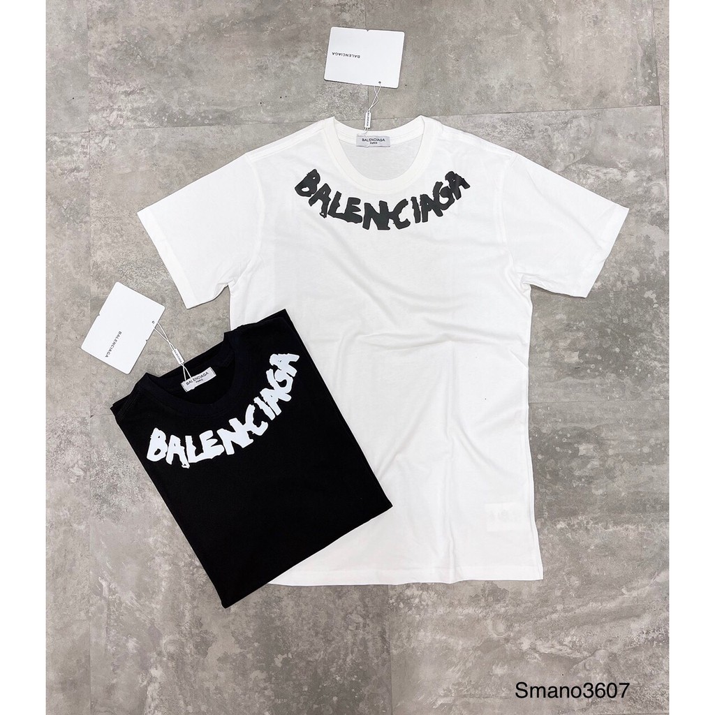 Áo thun Balencia viền chữ cổ nam-nữ ,chất cotton thấm hút mồ hôi cao cấp