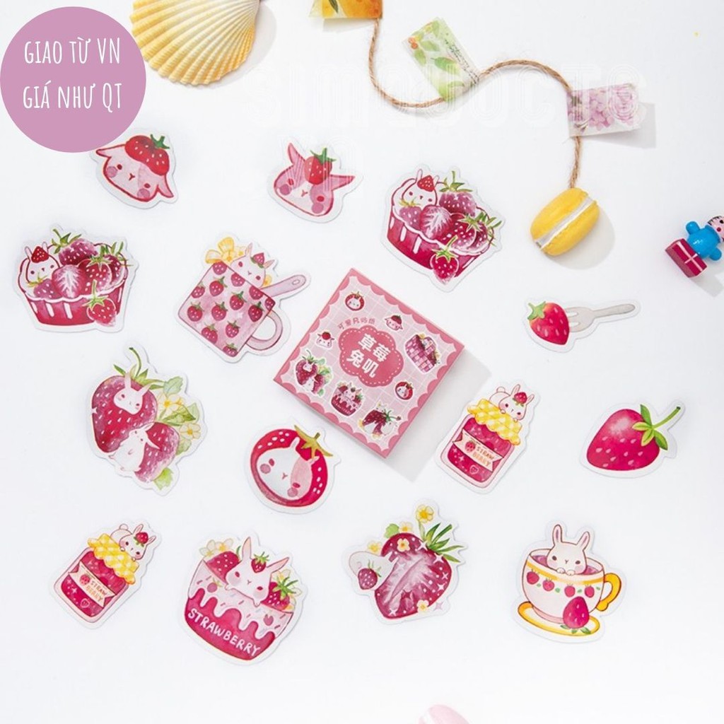Hộp 45 nhãn dán hoạt hình đáng yêu dùng trang trí sổ tay DIY Box Sticker ST96