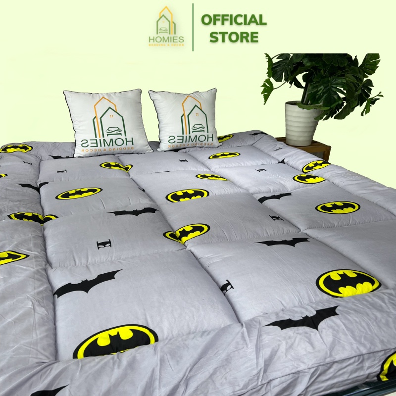 Nệm Topper Batman HOMIES Tấm làm mềm đệm cotton Đũi Hàn quốc mới nhất 2020 - Có Chun 4 Góc Cố Định Đệm