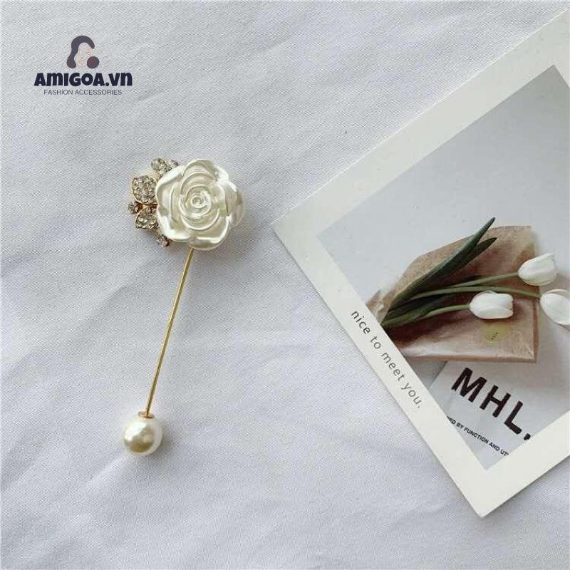 Ghim Cài Áo Hình Hoa Đính Ngọc Trai