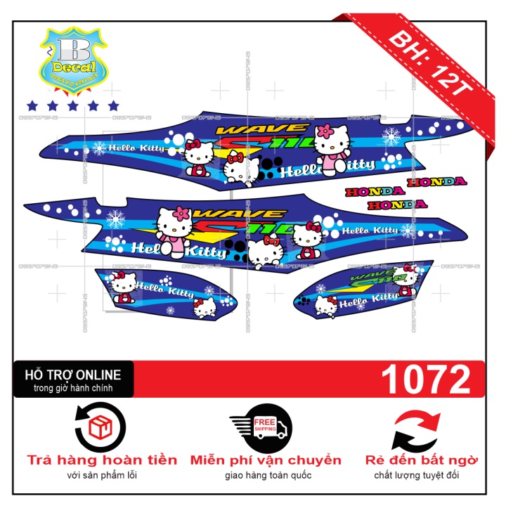 ( Quí khách vui lòng mang ra tiệm cho thợ dán ) Tem wave 2016 hello kitty