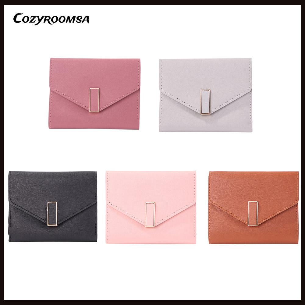 Ví da PU màu trơn thời trang đơn giản cho nữ