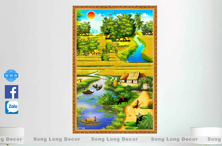 Tranh Dán Tường Làng Quê Việt Nam - SL67DQ-Tranh 3d Đồng quê - Song Long Decor