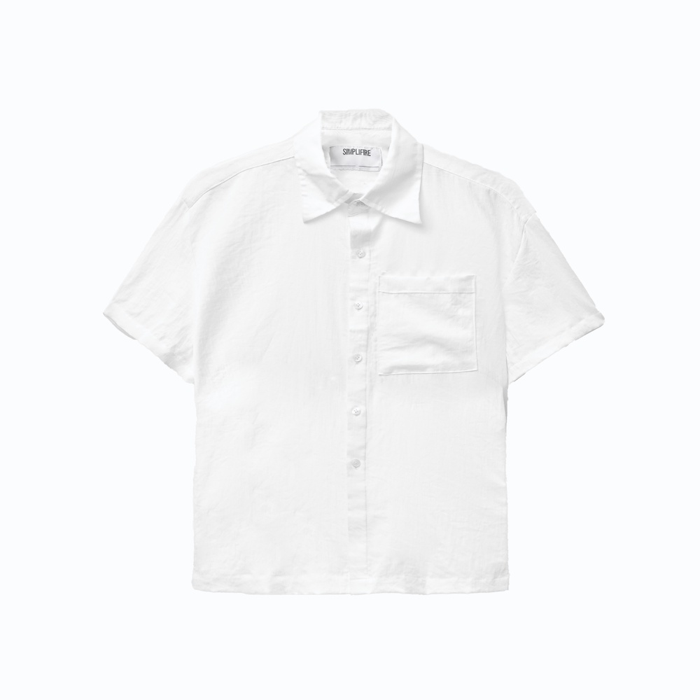 ÁO SƠ MI TAY NGẮN THIẾT KẾ FORM CROP BOXY NAM NỮ