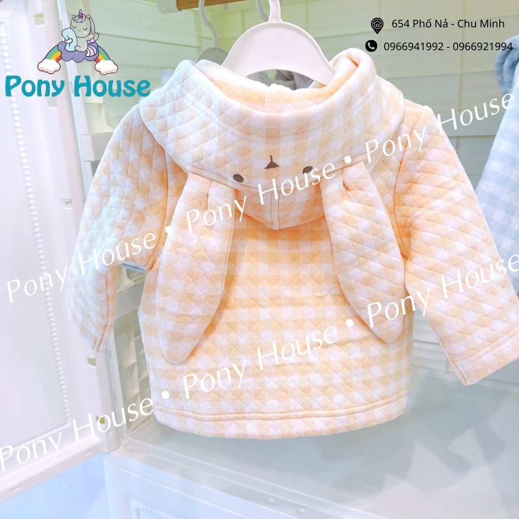 Áo Khoác Nous Choux Tai Thỏ Trần Bông Xanh, Cam Cho Bé Trai Bé Gái (Size Từ 3-6M Đến 18-24M)