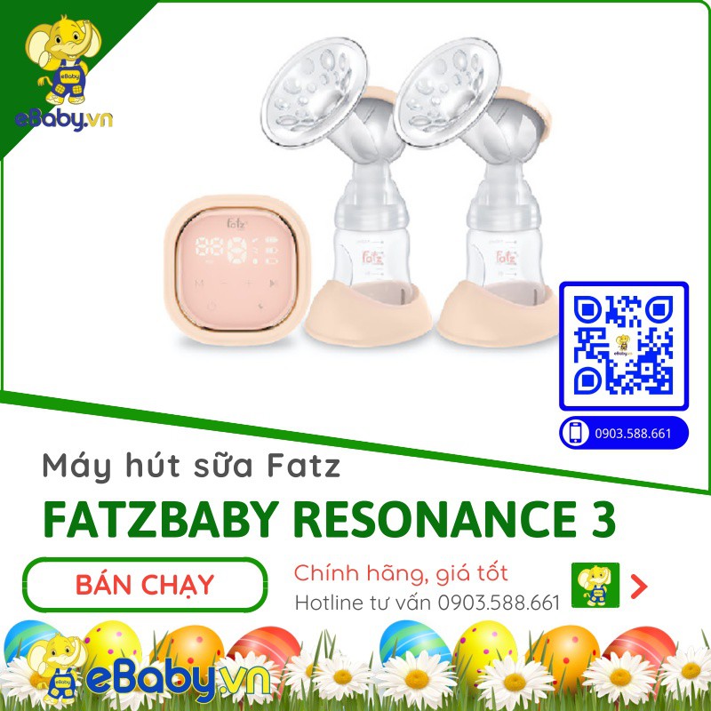 Máy hút sữa điện đôi RESONANCE 3 Fatz Baby - FatzBaby FB1160VN điện đôi 2 bên có pin sạc - Bảo hành 12 tháng