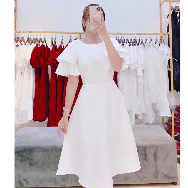 Đầm váy freesize bo eo tay bèo 4 màu