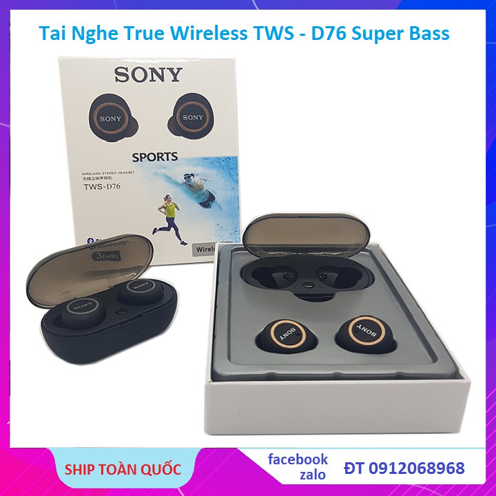 Tai Nghe Super Bass True Wireless Chống ồn TWS-D76- Bass Như Trong Sàn