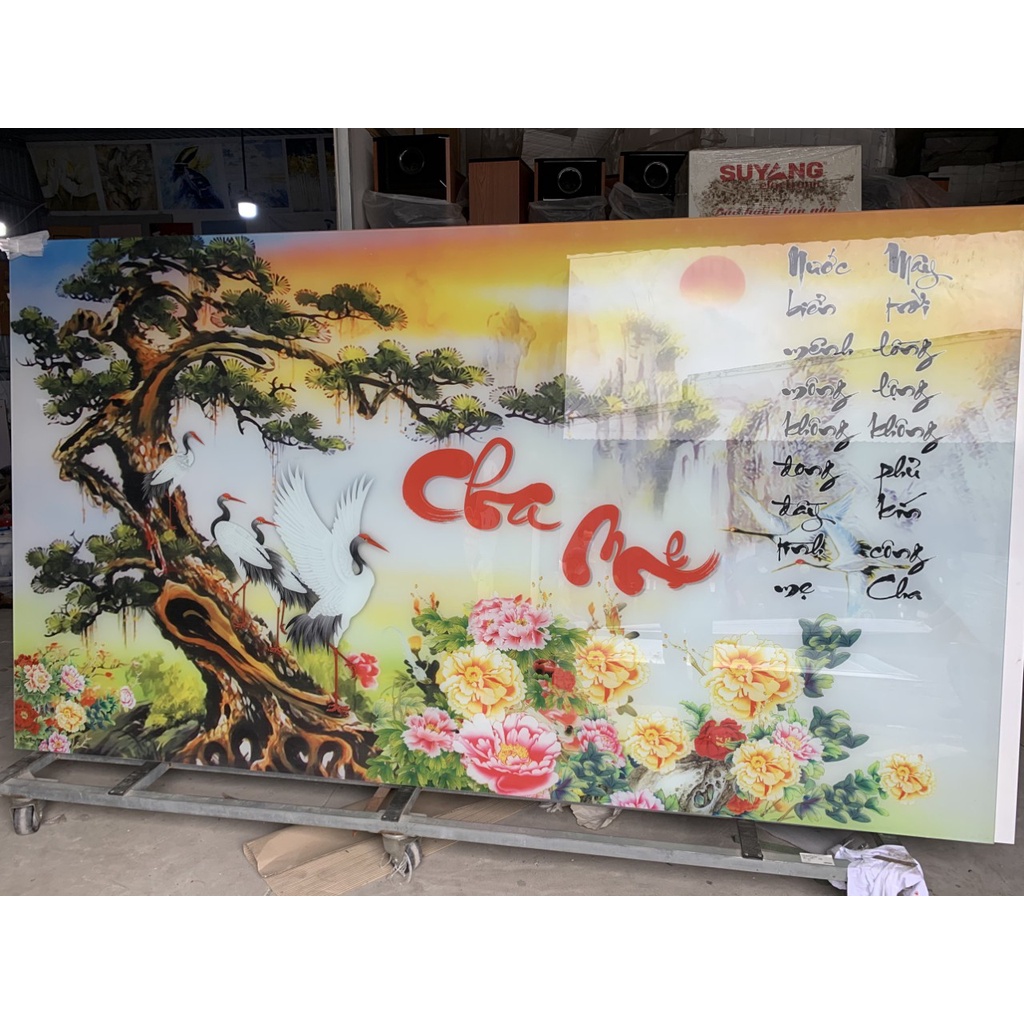 Tranh thư pháp chữ TÍN tráng gương pha lê trang trí phòng khách cực hiện đại TẶNG KÈM ĐINH TREO TP036
