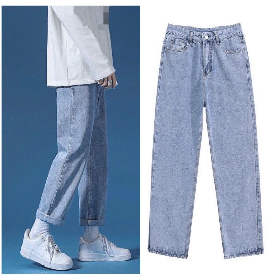Quần Jeans Baggy Nam Xanh Nhạt Dáng Rộng Hàng Vải Mềm Đẹp