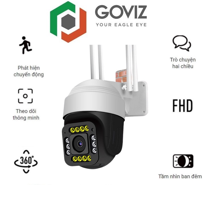 Camera wifi ngoài trời Goviz 4R14LED Xoay360 độ 4.0Mpx Full HD