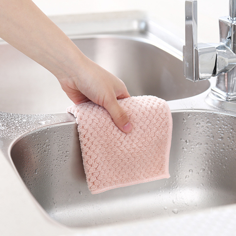 Khăn Vải Sợi Nhỏ Lau Chùi Vệ Sinh Cho Bé Khăn Vải Mềm Thấm Hút Tốt Màu Be / Hồng / Xanh Lá / Xanh Dương / Xanh Dương 3 Kiểu Sử Dụng Cho Nhà Bếp.