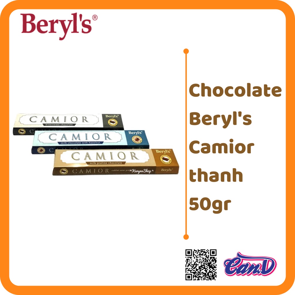 (4 vị) Chocolate Beryl's Camior thanh 50gr