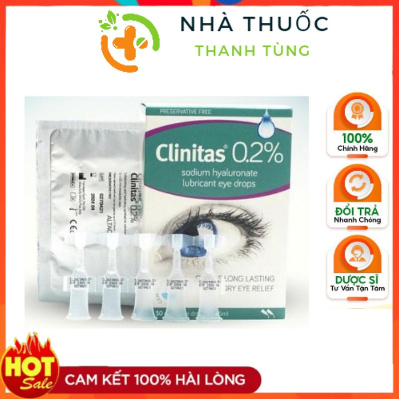 Nước mắt Clinitas 0.2% dạng tép đơn liều không bảo quản