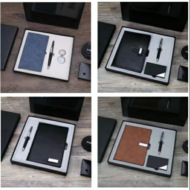 Bộ gift set quà tặng bút + sổ da + bình nước