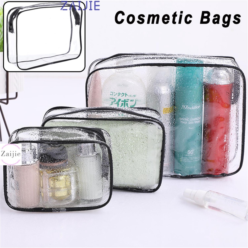 ZAIJIE Environmental Protection Cosmetic Bags Women Toiletry Bag Makeup Case Travel Waterproof PVC Zipper Storage Pouch Transparent