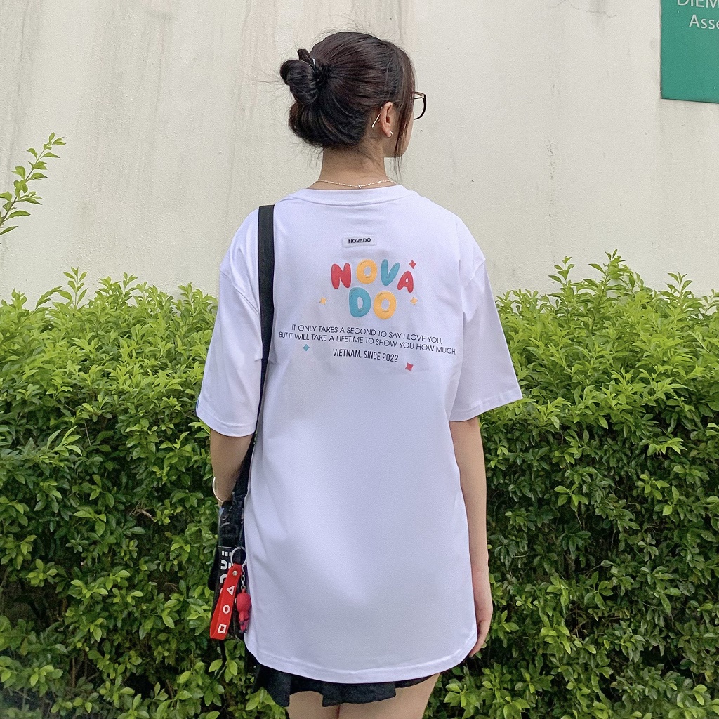 Áo Phông Tay Lỡ Form Rộng Local Brand Novado Fashion Cotton 4 Chiều Nam / Nữ Dày Dặn Thoáng Mát Trắng N20T-HT