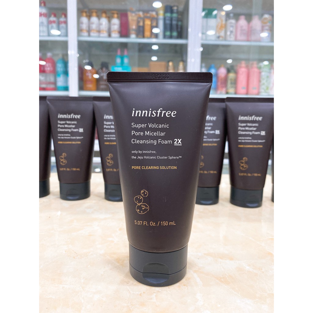 Sữa Rửa Mặt Tạo Bọt Làm Sạch Sâu Chứa Tro Núi Lửa Innisfree Super Volcanic Pore Micellar Cleansing Foam 2X 150ml
