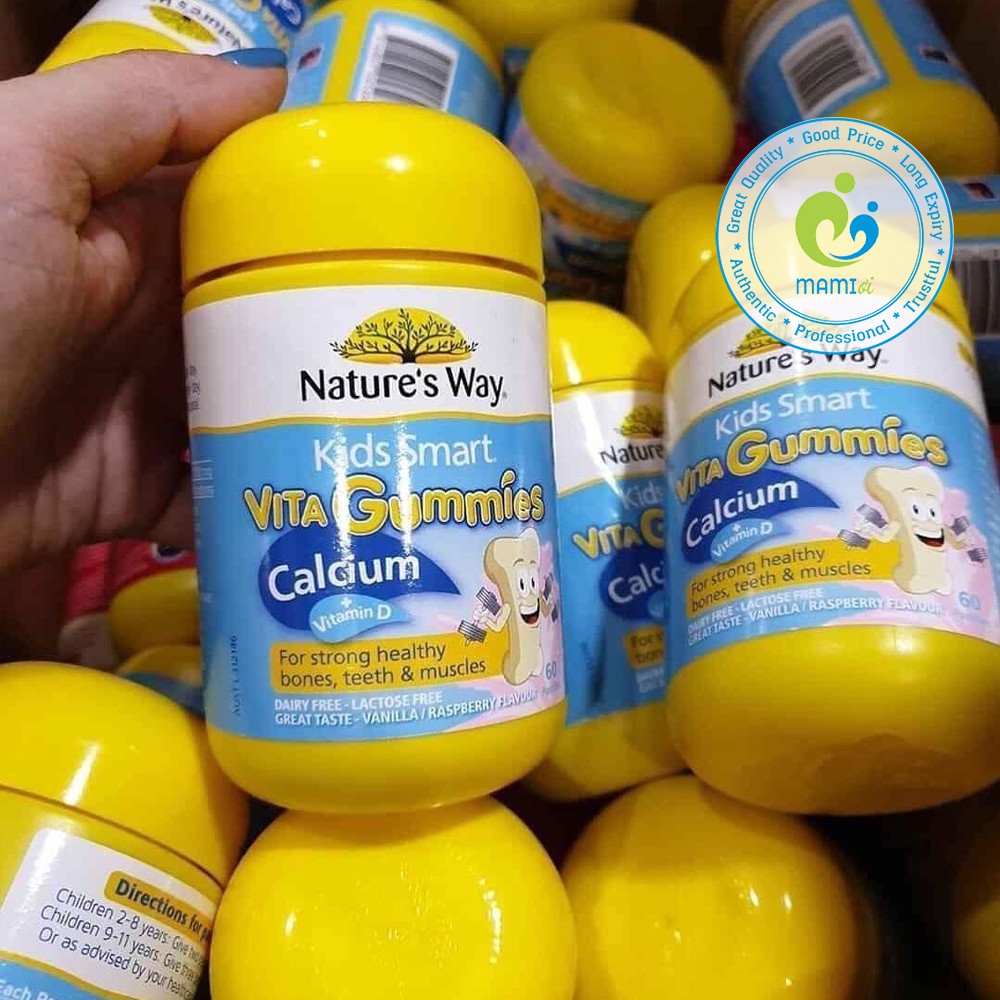 Kẹo dẻo vitamin nhiều vị (60v) bổ sung chất cho trẻ từ 2 tuổi trở lên Nature's Way Kids Smart Vita Gummies, Úc