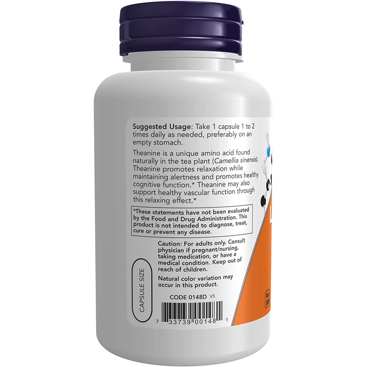 Now Foods L-Theanine 200mg - Viên Uống Giảm Stress Hỗ Trợ Tim Mạch 120 viên