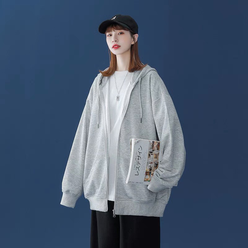 (Video+Ảnh Thật) Áo Khoác Nỉ Khóa Zip Oversize- Hoodie dáng thụng form rộng dài tay, kiểu dáng basic, thiết kế trẻ trung | BigBuy360 - bigbuy360.vn