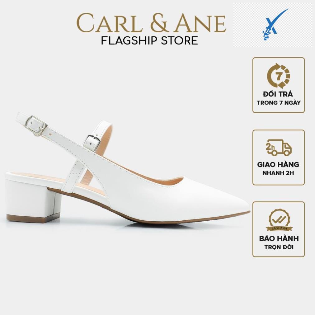 🤖 Carl & Ane - Giày cao gót Carl & Ane 2022 mũi nhọn kiểu dáng thanh lịch cao 3,5cm màu trắng - CL023 🤖