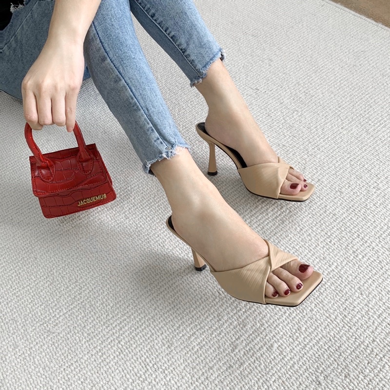 SORAMI.SHOES-Guốc quai kếp gót nhọn 7p siêu lạ mắt
