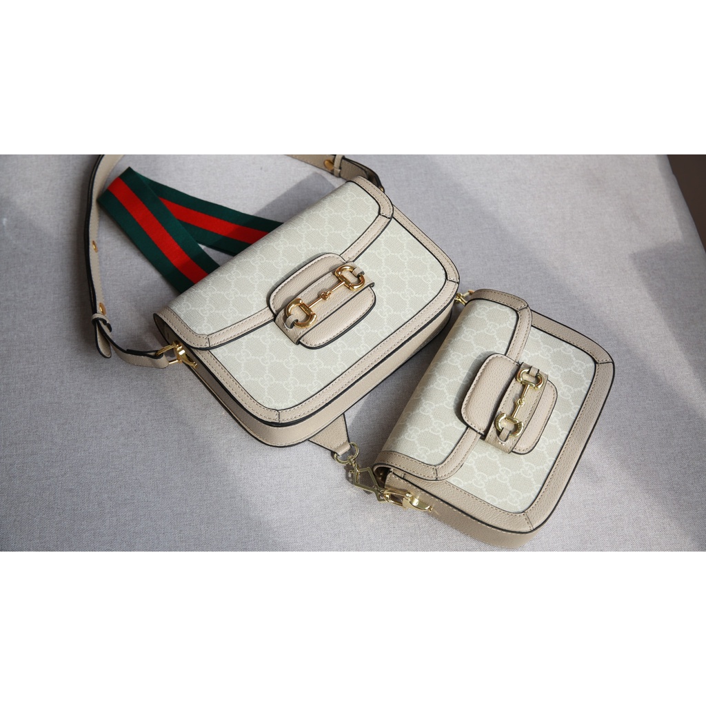 Túi Xách Nữ Horsebit 1955 Size 25 Cao Cấp Màu Tráng Có 2 Hộp