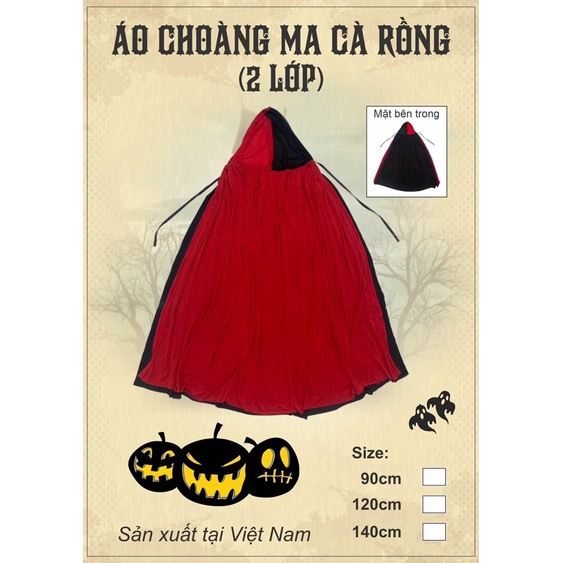 Áo Choàng Nhện/Bí Đỏ/Bộ Xương/Ma Cà Rồng Đồ Chơi Trang Phục Hoá Trang Halloween