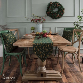 Khăn trải bàn runner noel đẹp - TBR552-xanh