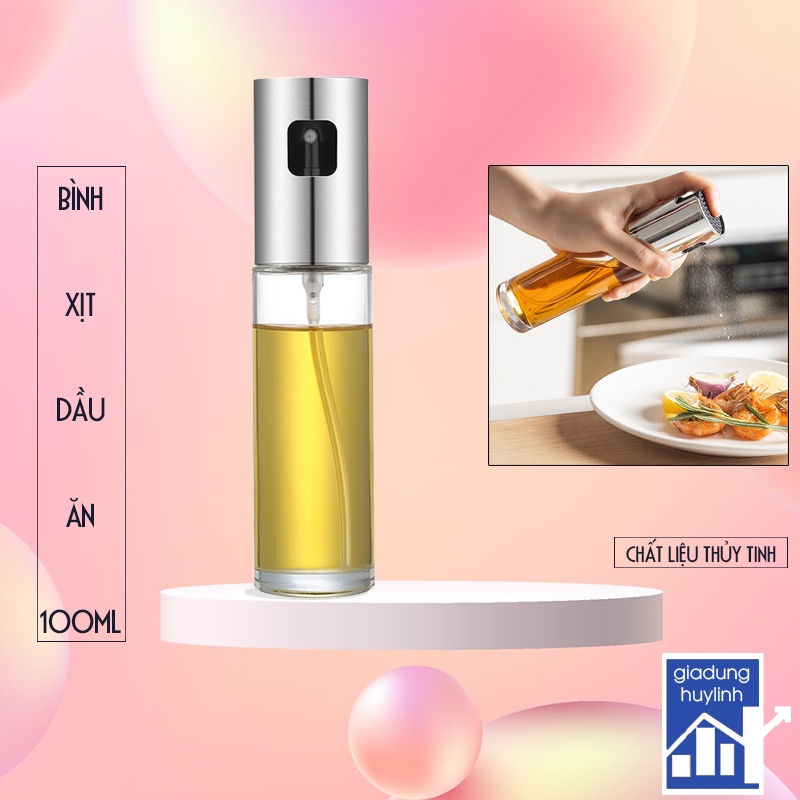 Bình Xịt Dầu Ăn Thủy Tinh, Chai Xịt Dầu Ăn Phun Sương Dùng Cho Nồi Chiên, Salad, Nướng 100ml