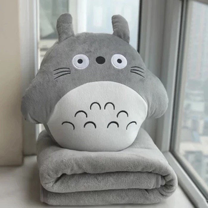 Bộ Gối mền văn phòng TOTORO tròn chức năng 3 trong 1, nỉ nhung siêu mịn, cao cấp size lớn