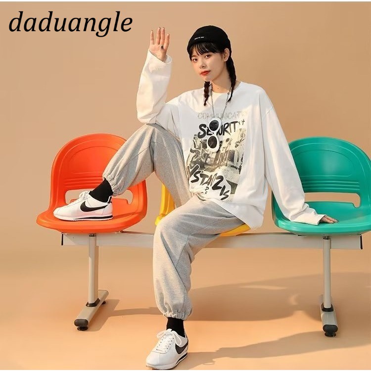 Áo thun daduhey dài tay dáng rộng in hình phong cách hiphop size lớn thời trang sang trọng 2022 mới cho nữ