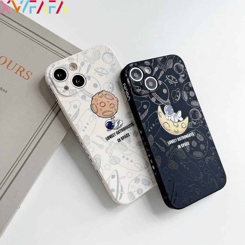 For Xiaomi Mi 10 Lite 10 Pro 10i 10S Redmi Note 9 Pro Max 9T 9S Note 8 7 Pro 7S Cute Astronaut Soft Silicone Couple Case Anti-fall Back Cover