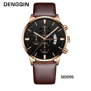 Đồng hồ nam dengqin dây da - màu nâu, đen