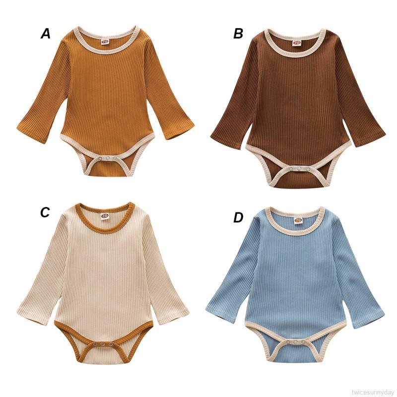 Bộ áo liền quần màu trơn cho bé