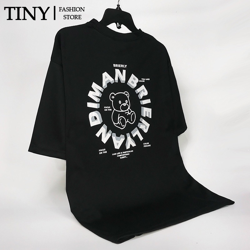 Áo phông tay lỡ basic nam nữ in hình dễ thương, Áo thun tay lỡ chất thun cotton co giãn, Tiny077