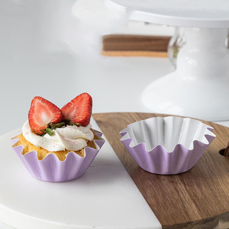 Bộ 50 Cốc Giấy Đựng Bánh Cupcake Họa Tiết Gợn Sóng