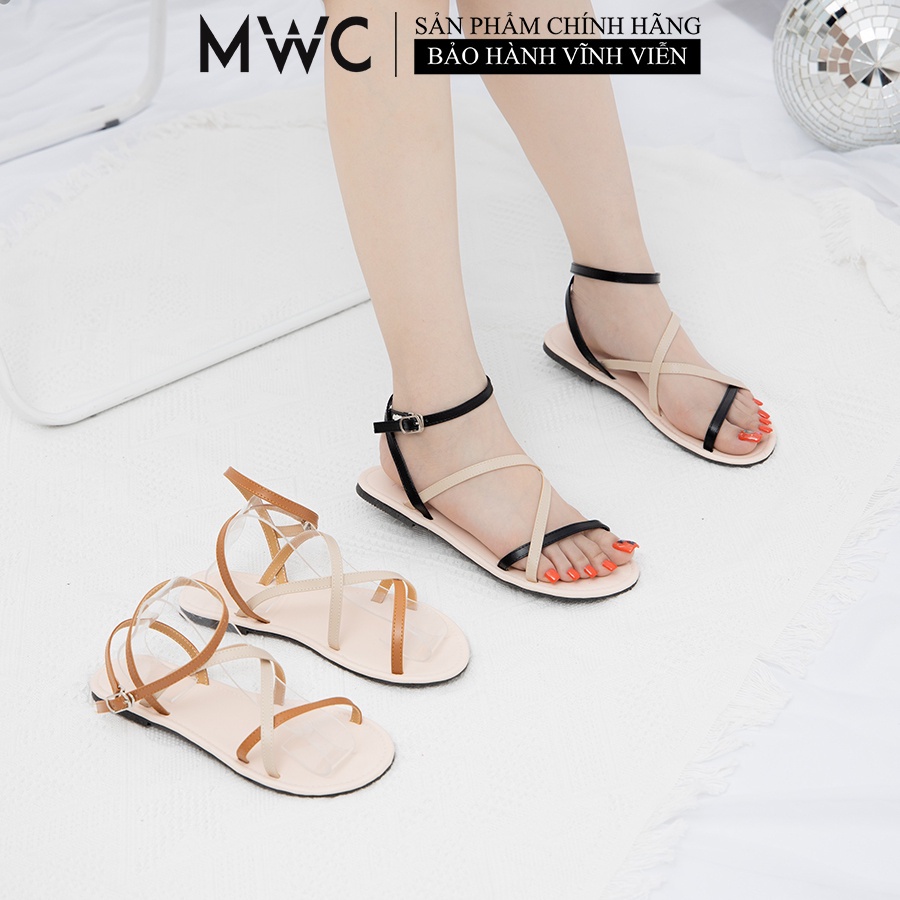 Giày Sandal Nữ MWC Đế Bệt Quai Mảnh Dây Đan Thoải Mái NUSD- 2834