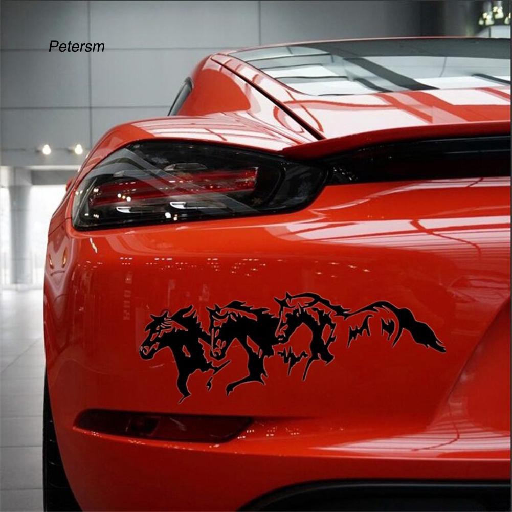 Decal dán trang trí hình chú ngựa trên xe hơi ptsm _ Running horses chống thấm nước