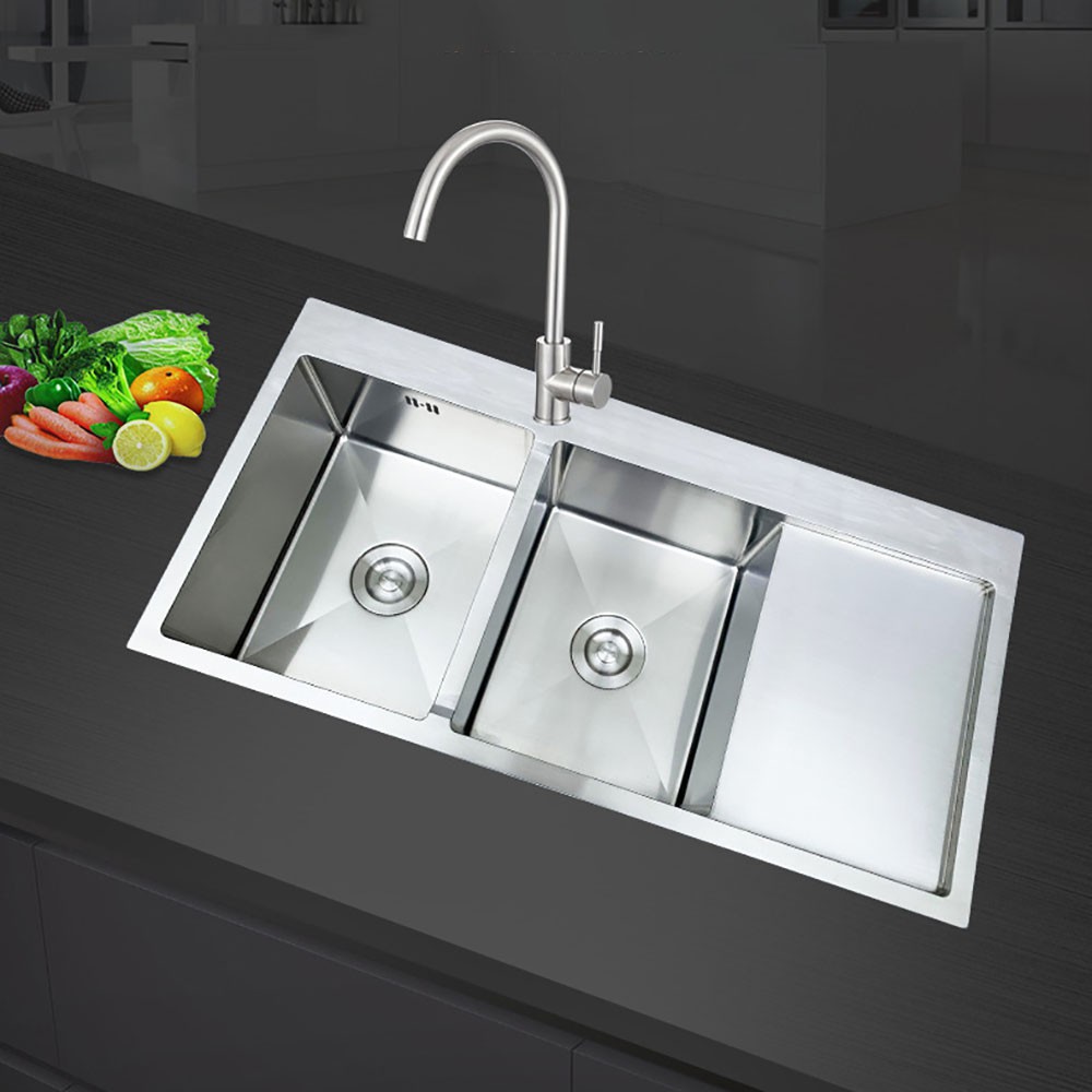 Chậu Rửa Chén Bát Schmidt 2 Hố +1 Bàn Inox Cao Cấp 304 Kích Thước 100x48x23cm