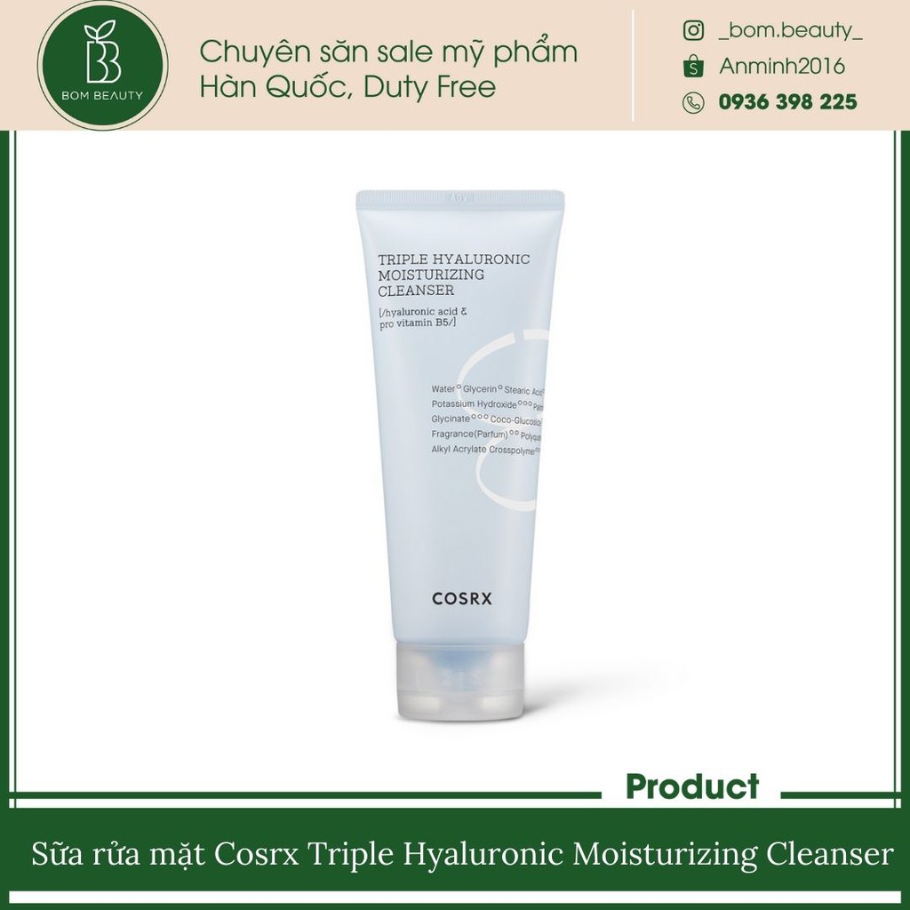 (#cosrx) Sữa rửa mặt Cosrx Triple Hyaluronic Moisturizing Cleanser