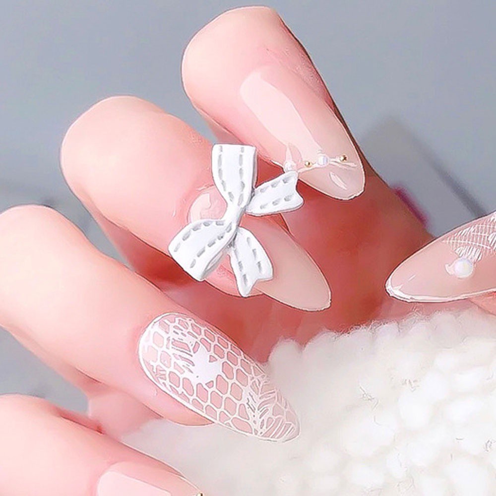 [Hàng mới về] Hộp hạt phụ kiện trang trí móng tay hình nơ 3D nhiều màu sáng tạo