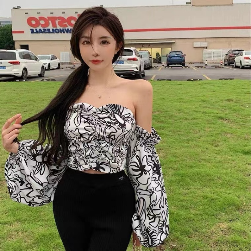 Áo Ngắn Trễ Vai Phong Cách Retro Thời Trang Mùa Hè Quyến Rũ Cho Nữ