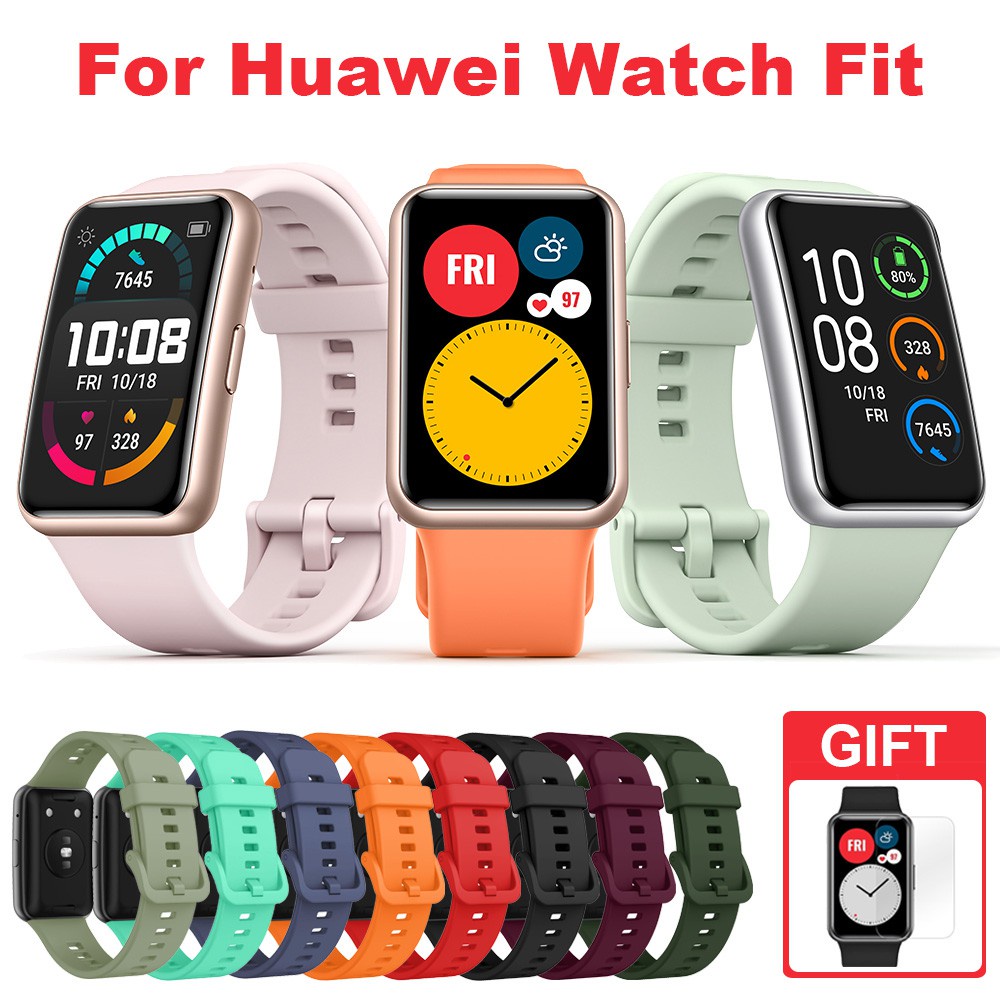 Dây đeo đồng hồ thông minh bằng silicon chống nước cho Huawei Watch Fit