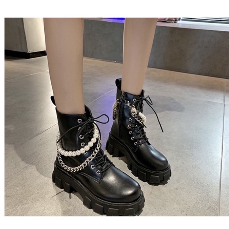 SẴN LẺ SIZE, IB SHOP  _ Giày Martin , giày boots đế cao 2 màu phong cách Hàn l