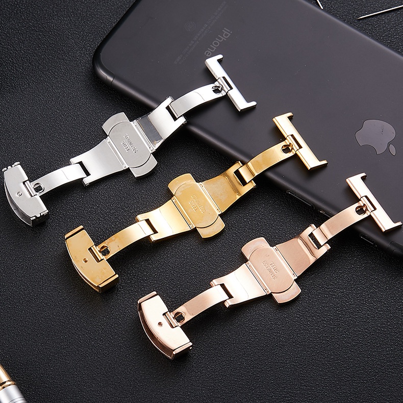 Nút Bấm Đồng Hồ Bằng Thép Không Gỉ 16 18 20 22mm 12mm