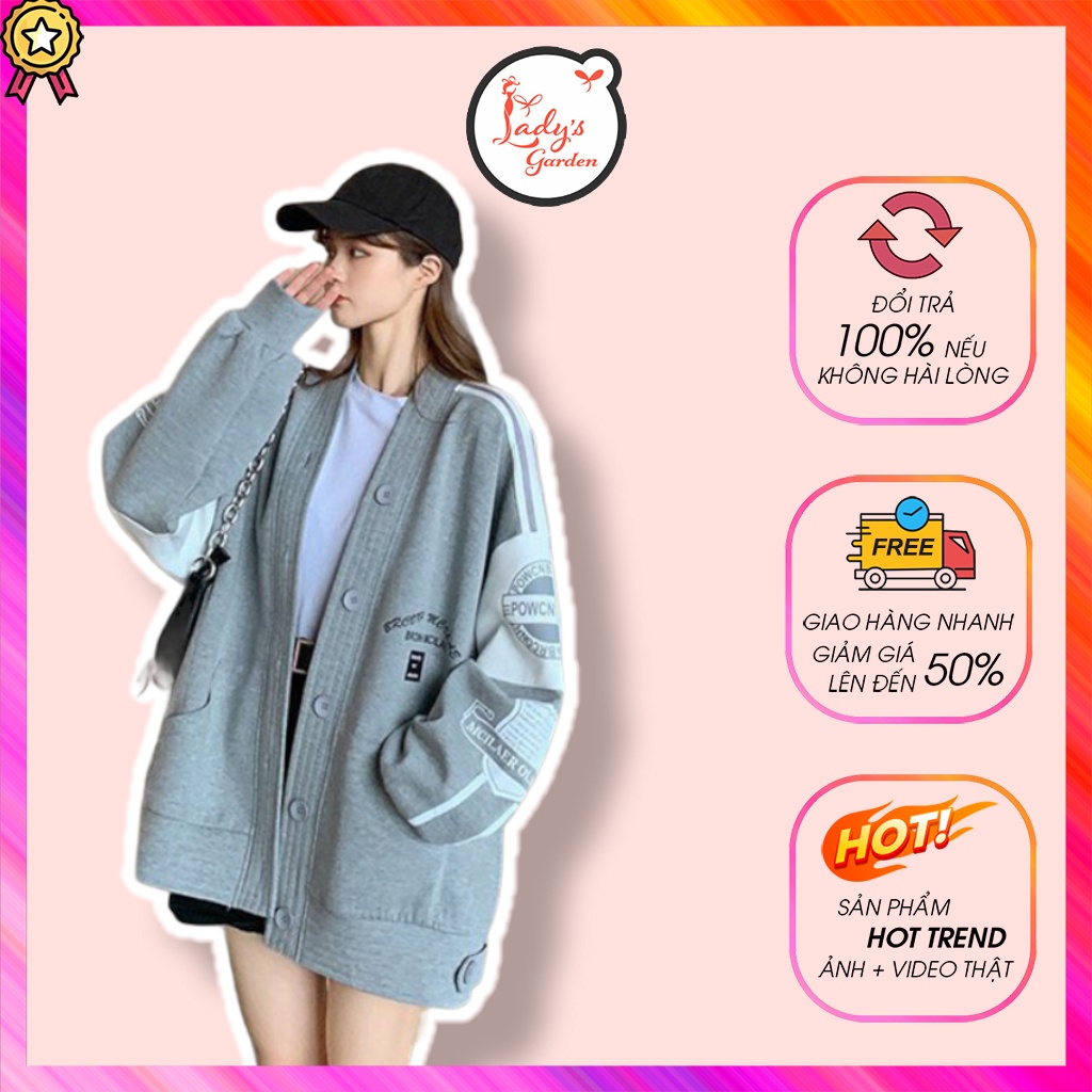 Áo Khoác Cardigan, Áo Khoác Nữ In Logo Brcon Chất Nỉ Ngoại Mềm Mịn LG618 – Lady’s Garden