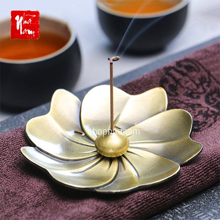 Đĩa đặt đế cắm nhang vòng, đặt hương cây hình hoa sen để lư trầm phụ kiện thác khói đĩa lót chén trà