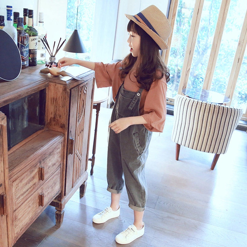 Set Quần Yếm Jeans Thời Trang Năng Động Cho Bé
